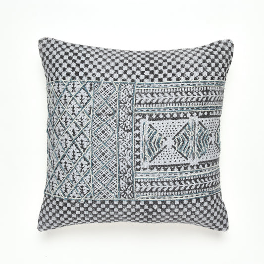 Calm Cotton Printed Cushion Cover With Embroidery | Houmn